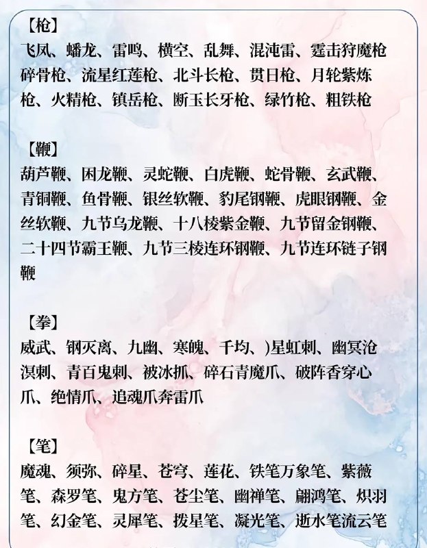 罕见武器名