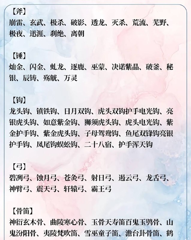 罕见武器名