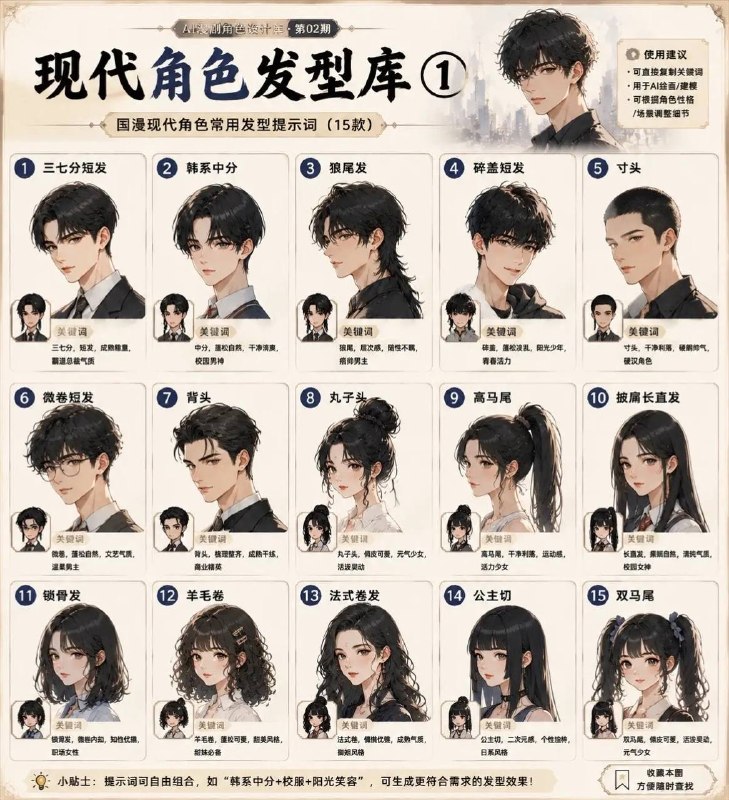 古风角色发型