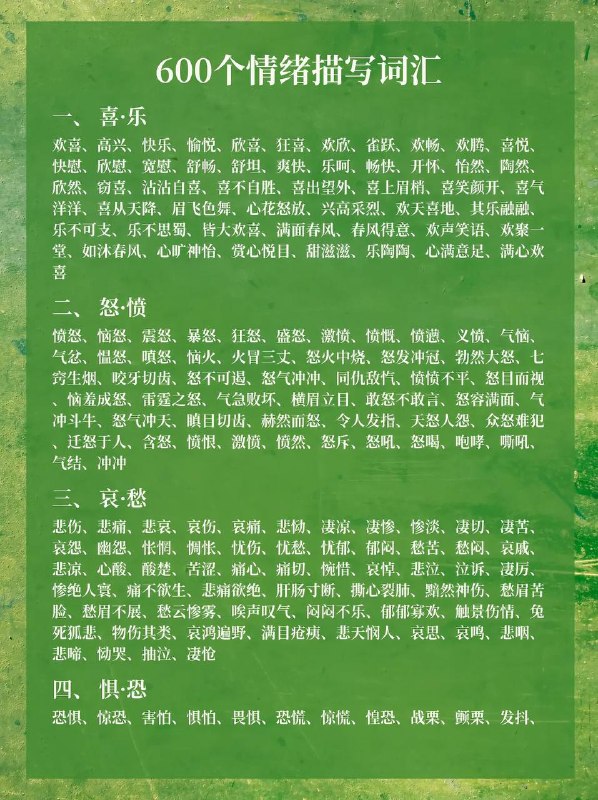 情绪描写词汇～