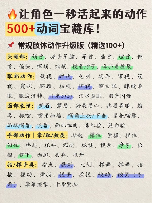动作动词描写